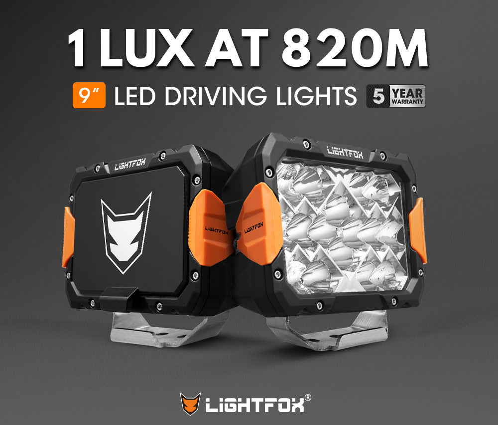 ไฟขับเคลื่อน LED Lightfox Pegasus 9 นิ้ว ความสว่าง 1 ลักซ์ ที่ระยะ 820 เมตร มาตรฐาน IP68 ความสว่าง 13,560 ลูเมน