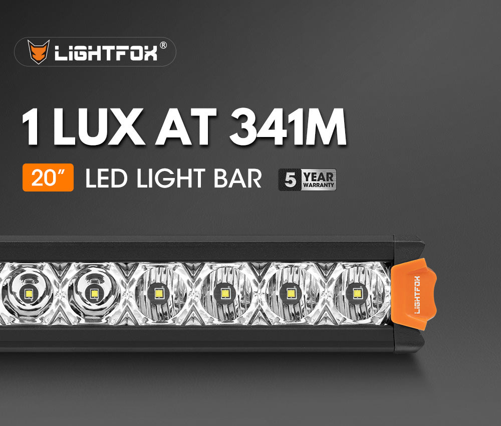 ไฟ LED Lightfox Vega Series 20" ความสว่าง 1 ลักซ์ ที่ระยะ 341 เมตร มาตรฐาน IP68 ความสว่าง 7,551 ลูเมน