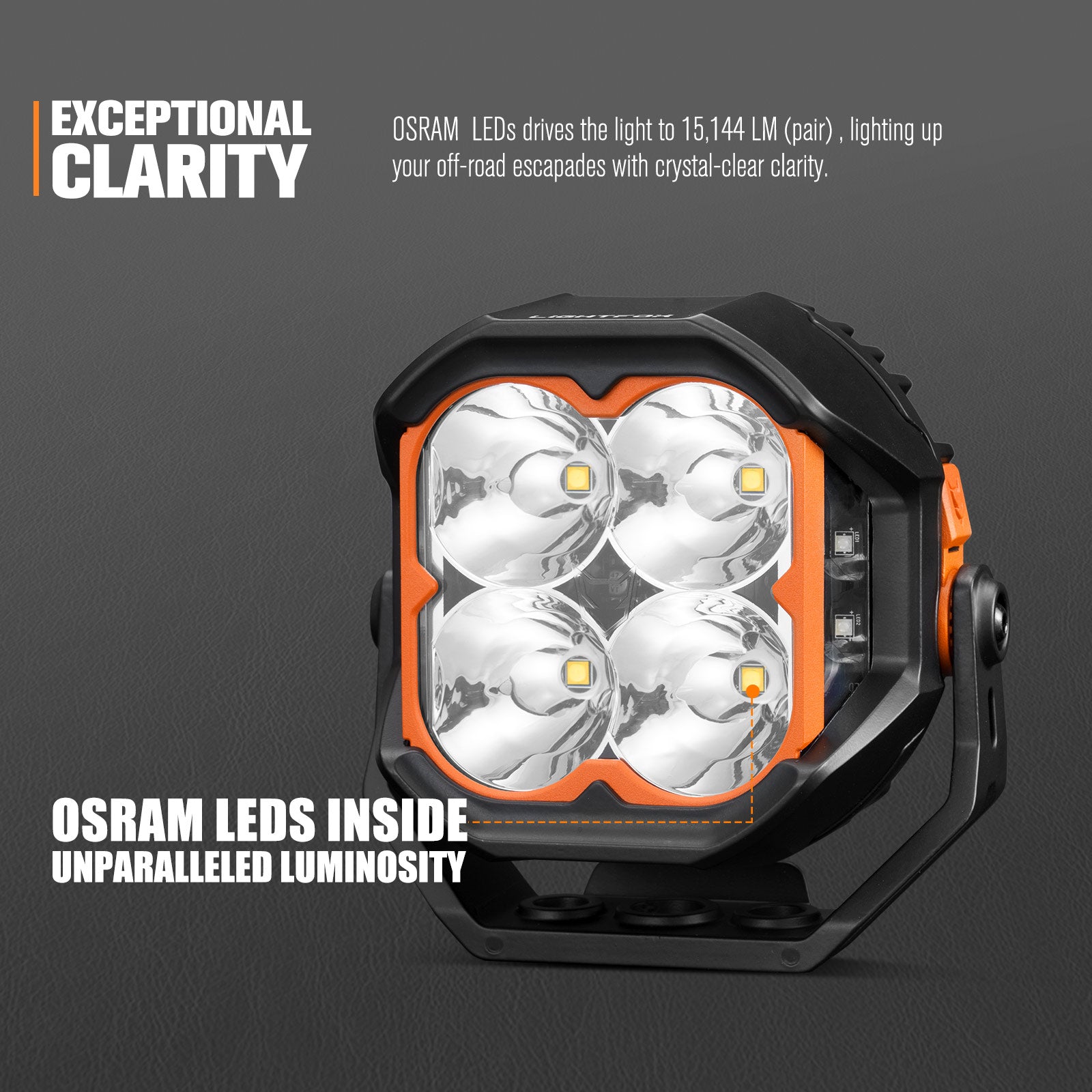 ไฟทำงาน LED Lightfox Cygnus Pro ขนาด 5 นิ้ว ความสว่าง 1 ลักซ์ ที่ระยะ 536 เมตร มาตรฐาน IP68 ความสว่าง 15,144 ลูเมน