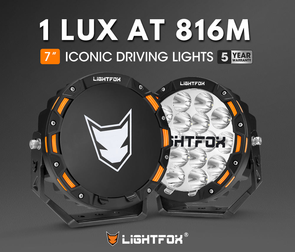 ไฟขับรถ LED Lightfox 7 นิ้ว 1Lux@816m IP68 12,603 ลูเมน