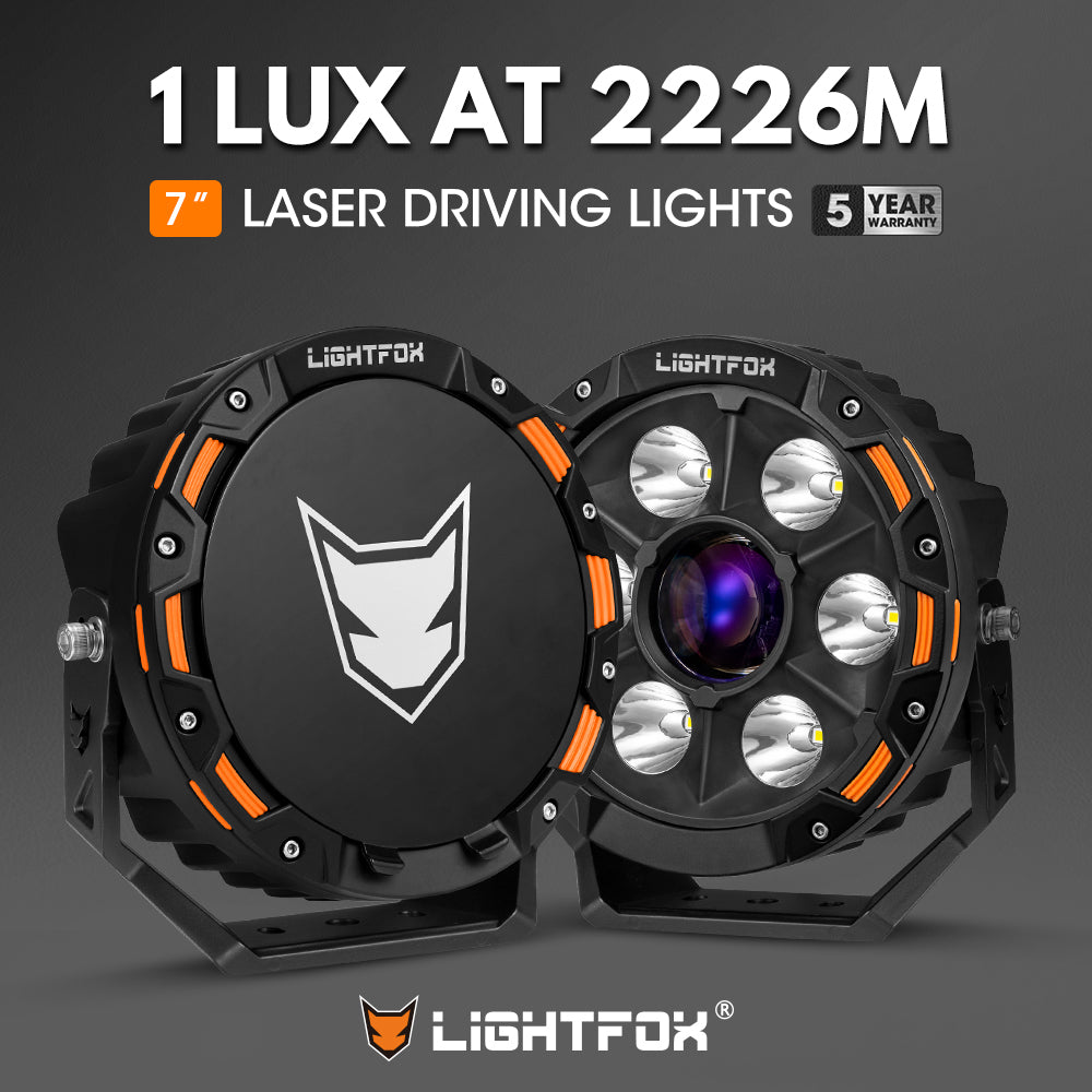 ไฟขับรถ LED เลเซอร์ Lightfox 7 นิ้ว 1Lux@2,226m IP68 11,285LM