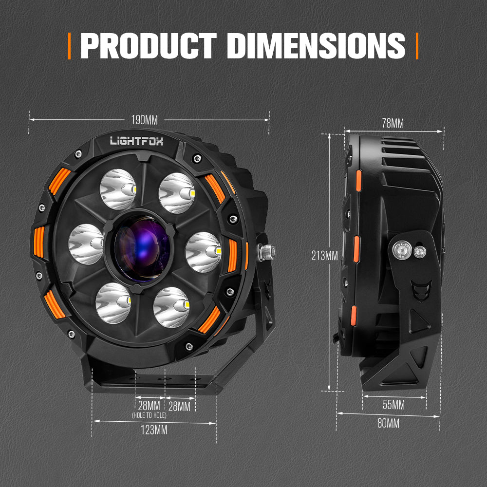 ไฟขับรถ LED เลเซอร์ Lightfox 7 นิ้ว 1Lux@2,226m IP68 11,285LM