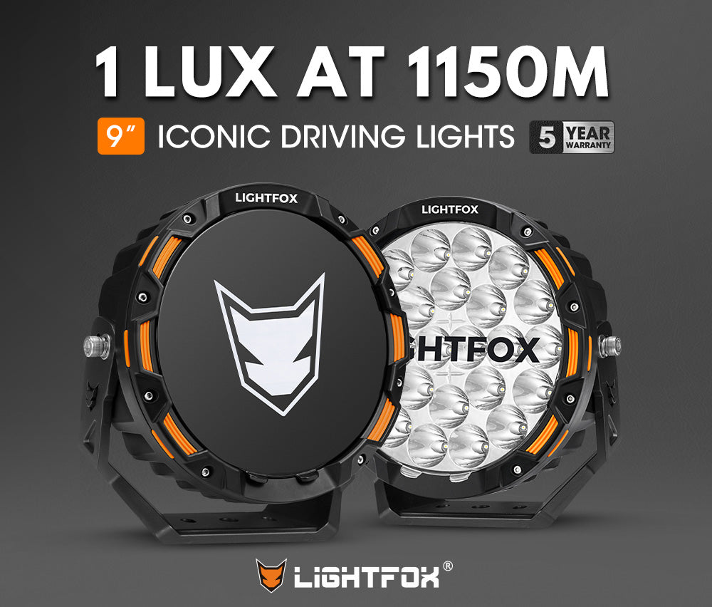 ไฟขับรถ LED Lightfox 9 นิ้ว 1Lux@1,150m IP68 20,200 ลูเมน