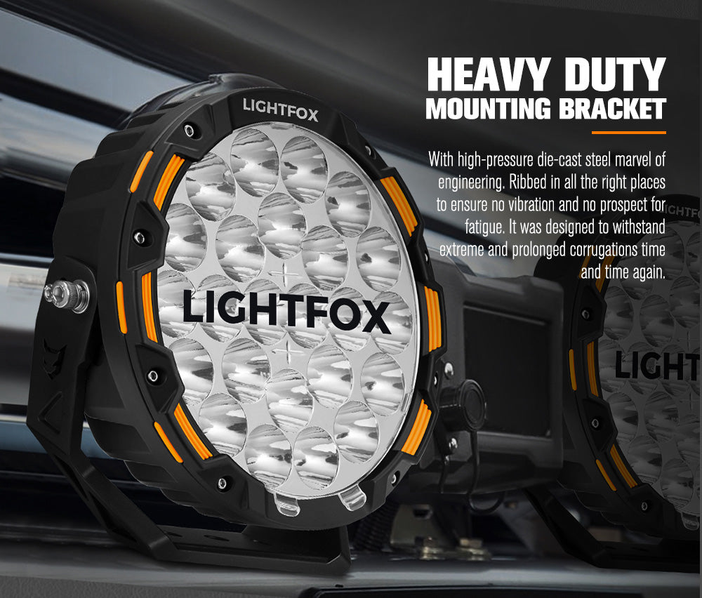 ไฟขับเคลื่อน LED Lightfox ขนาด 9 นิ้ว ความสว่าง 1 ลักซ์ ที่ระยะ 1,442 เมตร มาตรฐาน IP68 ความสว่าง 18,672 ลูเมนส์