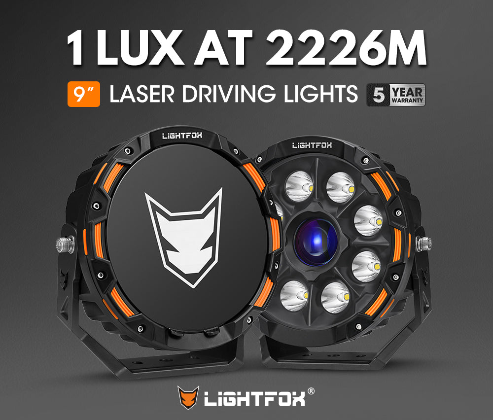 ไฟขับรถ LED เลเซอร์ Lightfox 9 นิ้ว 1Lux@2,226 IP68 15,046LM