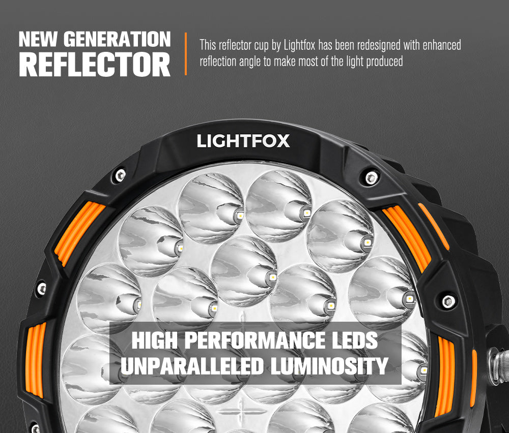 ไฟขับรถ LED Lightfox 9 นิ้ว 1Lux@1,150m IP68 20,200 ลูเมน