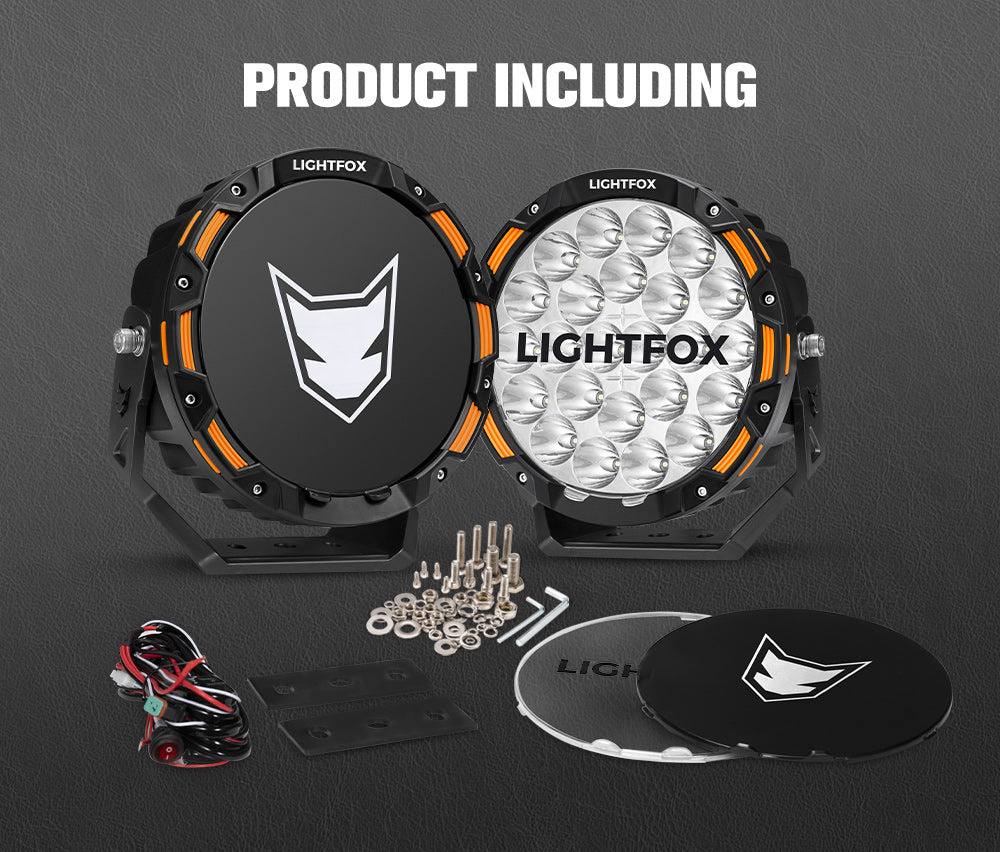 ไฟขับรถ LED Lightfox 9 นิ้ว 1Lux@1,150m IP68 20,200 ลูเมน