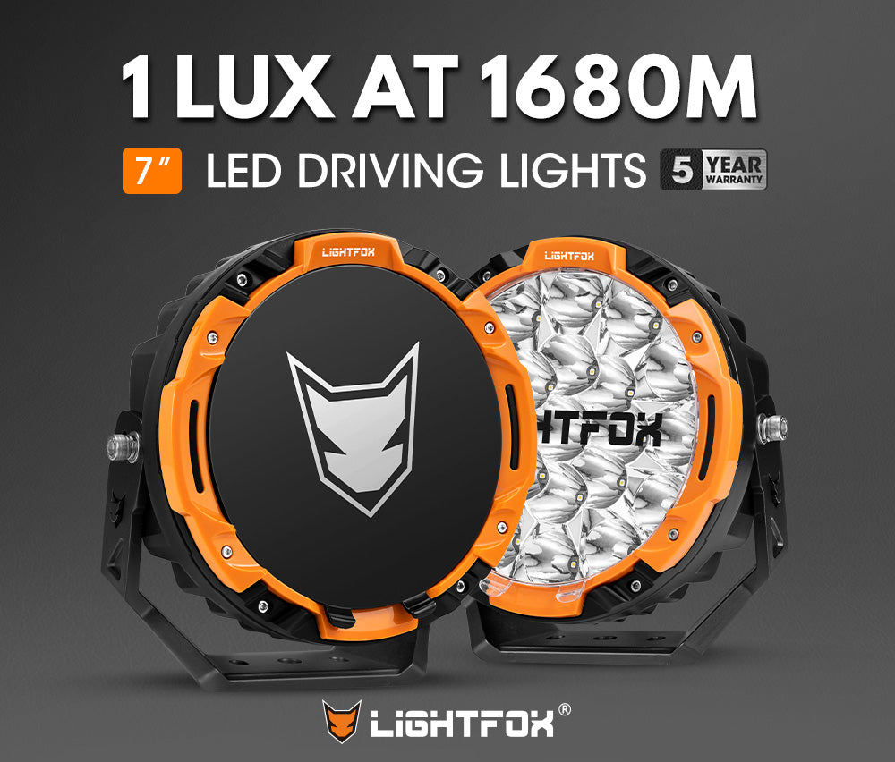 ไฟขับรถ LED Lightfox 7 นิ้ว 1Lux@1,680m IP68 13,600 ลูเมน