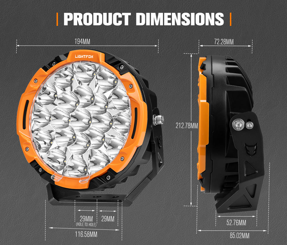 ไฟขับรถ LED Lightfox 7 นิ้ว 1Lux@1,680m IP68 13,600 ลูเมน