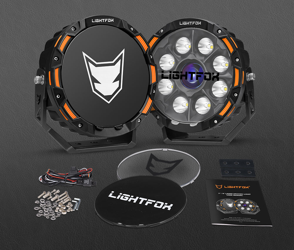 ไฟขับรถ LED เลเซอร์ Lightfox 9 นิ้ว 1Lux@2,226 IP68 15,046LM