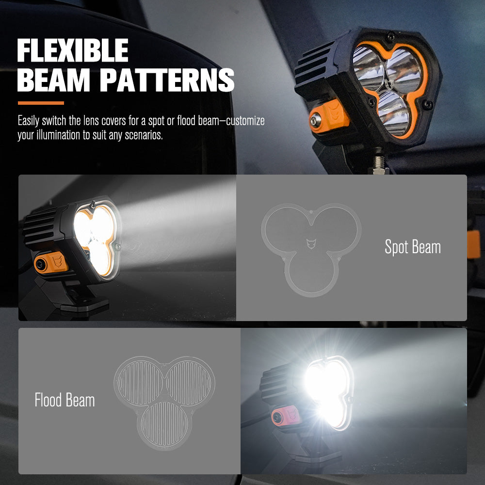 ไฟ LED แบบพอด Lightfox Cygnus-3 ขนาด 3 นิ้ว (ขายเป็นคู่) ความสว่าง 1 ลักซ์ ที่ระยะ 458 เมตร มาตรฐาน IP68 ความสว่าง 6,472 ลูเมน