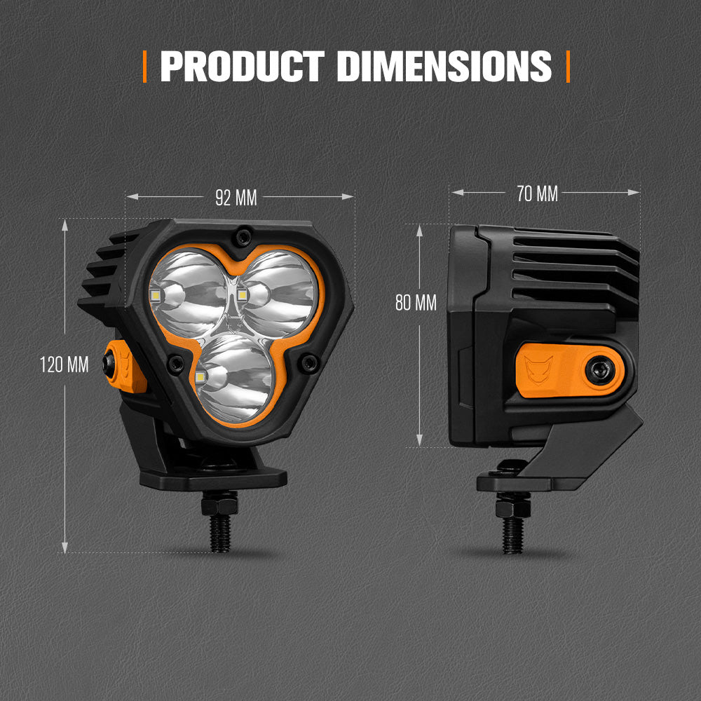 Lightfox Cygnus-3 ไฟ LED แบบฝัก 3 นิ้ว 1 คู่ ความสว่าง 1 ลักซ์ @ 360 ม. IP68 ความสว่าง 3,236 ลูเมน