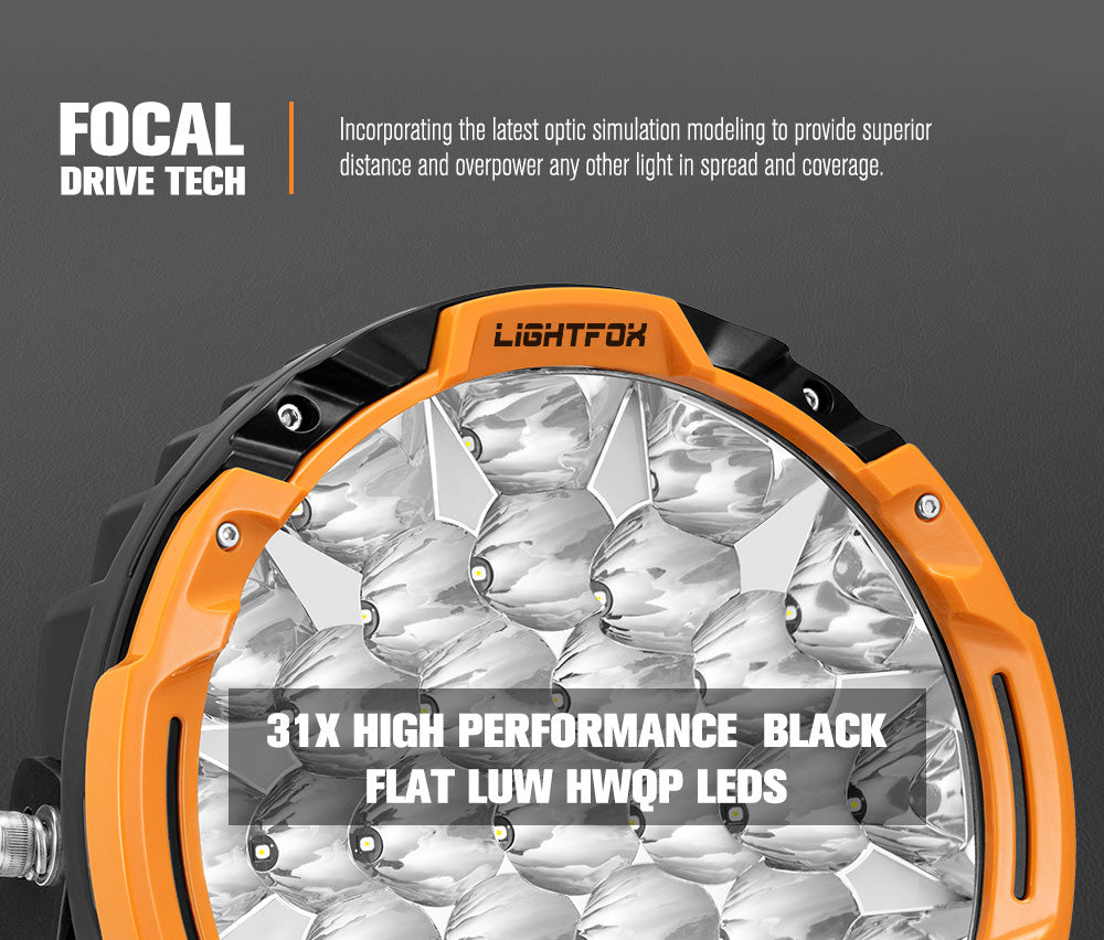 ไฟขับรถ LED Lightfox 9 นิ้ว 1Lux@2,100m IP68 16,342 ลูเมน