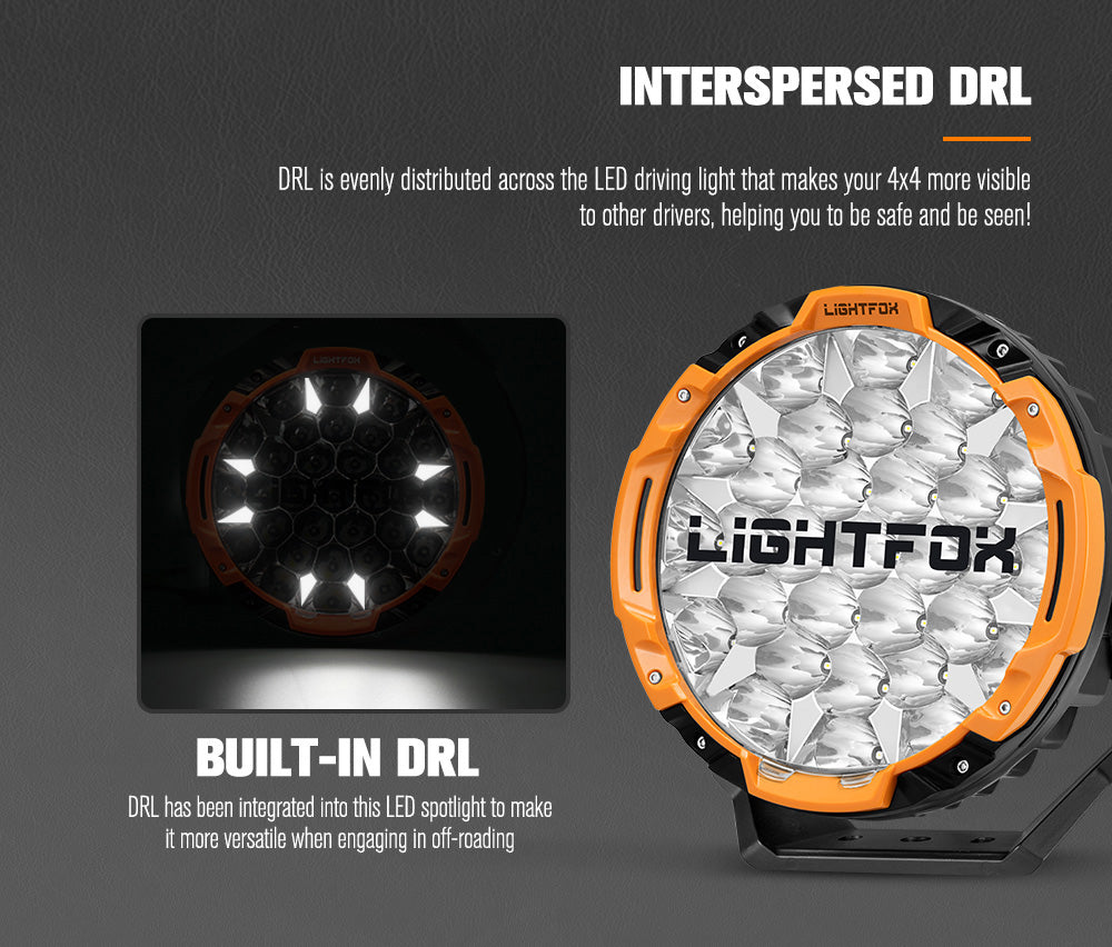ไฟขับรถ LED Lightfox 9 นิ้ว 1Lux@2,100m IP68 16,342 ลูเมน