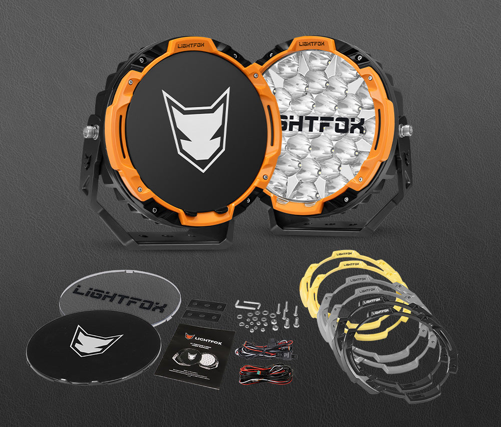 ไฟขับเคลื่อน LED Lightfox ขนาด 9 นิ้ว ความสว่าง 1 ลักซ์ ที่ระยะ 1,655 เมตร มาตรฐาน IP68 ความสว่าง 22,912 ลูเมนส์