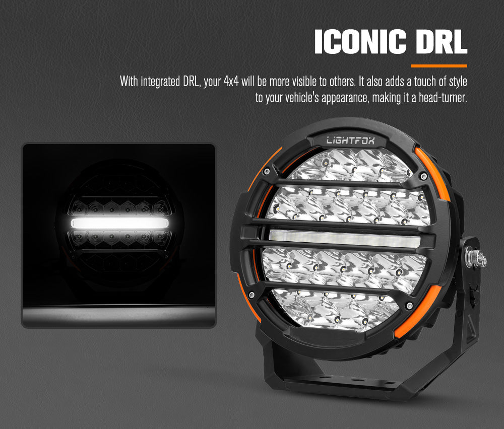 ไฟขับรถ LED Lightfox Polaris 9 นิ้ว 1Lux@1,660m IP68 14,708 ลูเมน