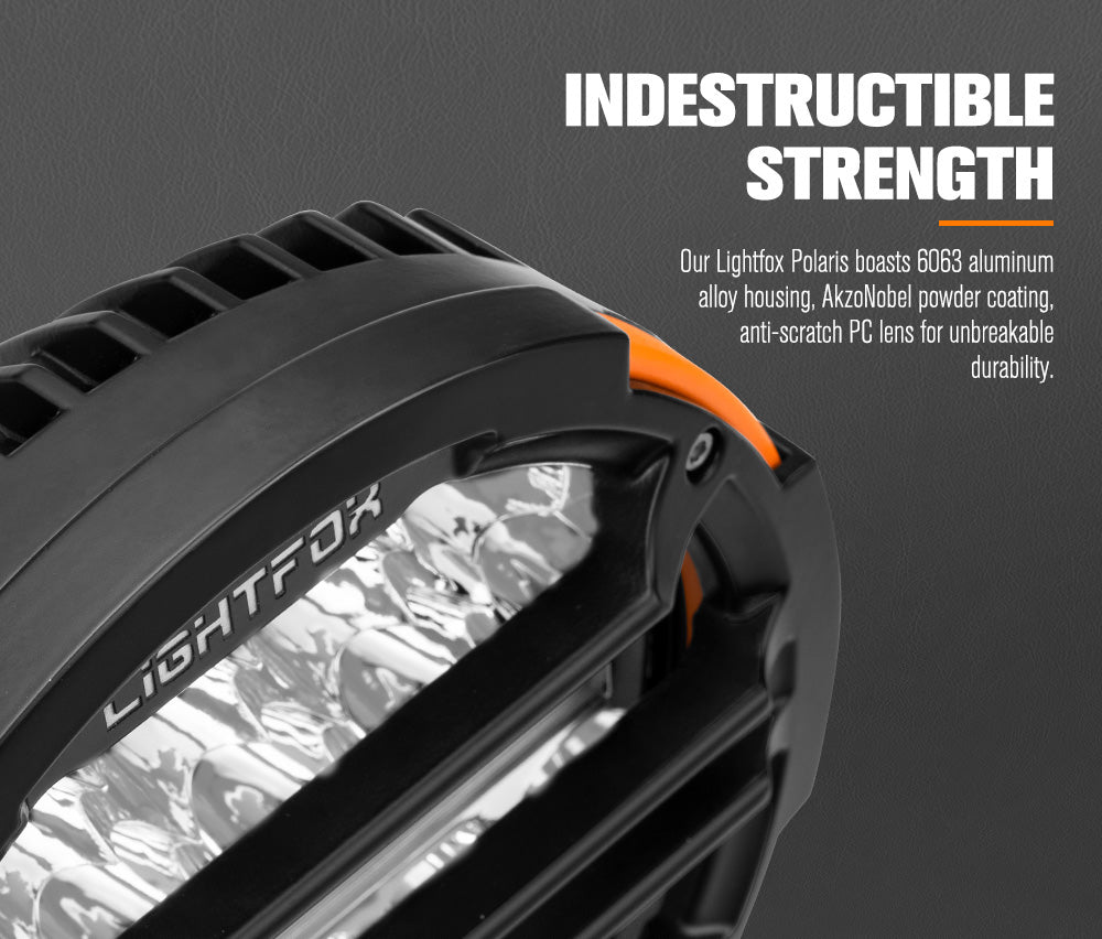 ไฟขับรถ LED Lightfox Polaris 9 นิ้ว 1Lux@1,660m IP68 14,708 ลูเมน