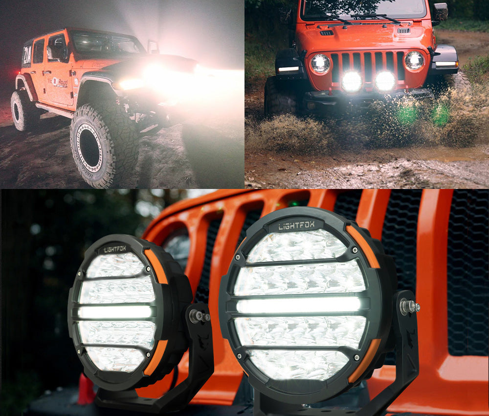 ไฟขับรถ LED Lightfox Polaris 9 นิ้ว 1Lux@1,660m IP68 14,708 ลูเมน
