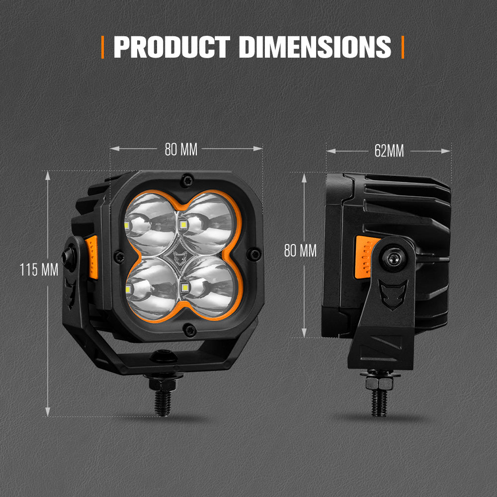 Lightfox Cygnus-4 ไฟ LED แบบฝัก 3 นิ้ว 1 คู่ ความสว่าง 1 ลักซ์ @ 380 ม. IP68 ความสว่าง 3,834 ลูเมน