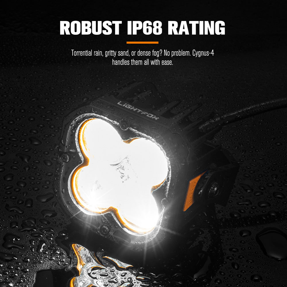 Lightfox Cygnus-4 ไฟ LED แบบฝัก 3 นิ้ว 1 คู่ ความสว่าง 1 ลักซ์ @ 380 ม. IP68 ความสว่าง 3,834 ลูเมน