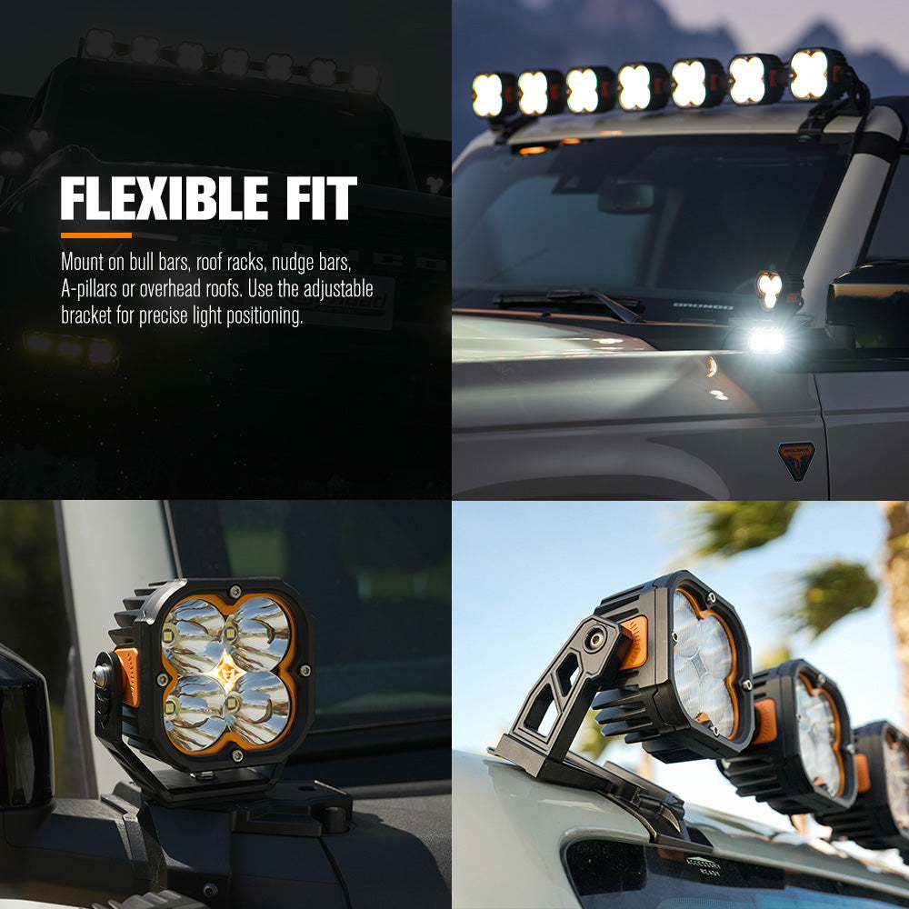 Lightfox Cygnus-4 ไฟ LED แบบฝัก 3 นิ้ว 1 คู่ ความสว่าง 1 ลักซ์ @ 380 ม. IP68 ความสว่าง 3,834 ลูเมน