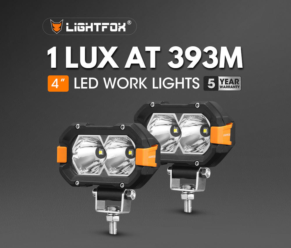 ไฟทำงาน LED Lightfox ขนาด 4 นิ้ว ความสว่าง 1Lux@393m IP68 4,600 ลูเมน
