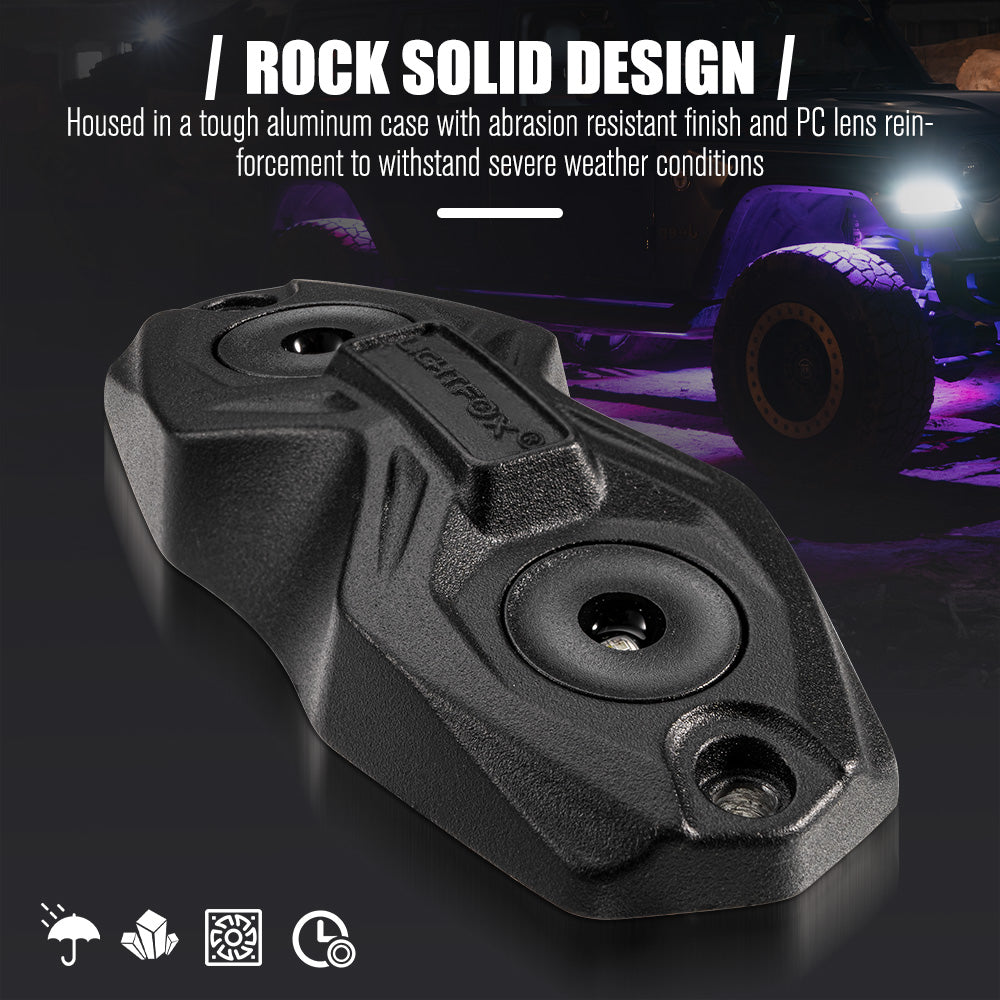 Lightfox 8 Pods LED RGBW ไฟ LED Rock Lights 160° IP68 1,165 ลูเมน