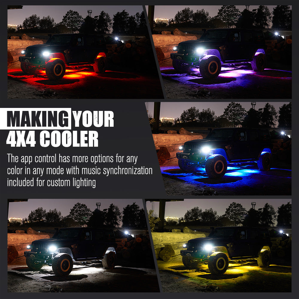Lightfox 8 Pods LED RGBW ไฟ LED Rock Lights 160° IP68 1,165 ลูเมน