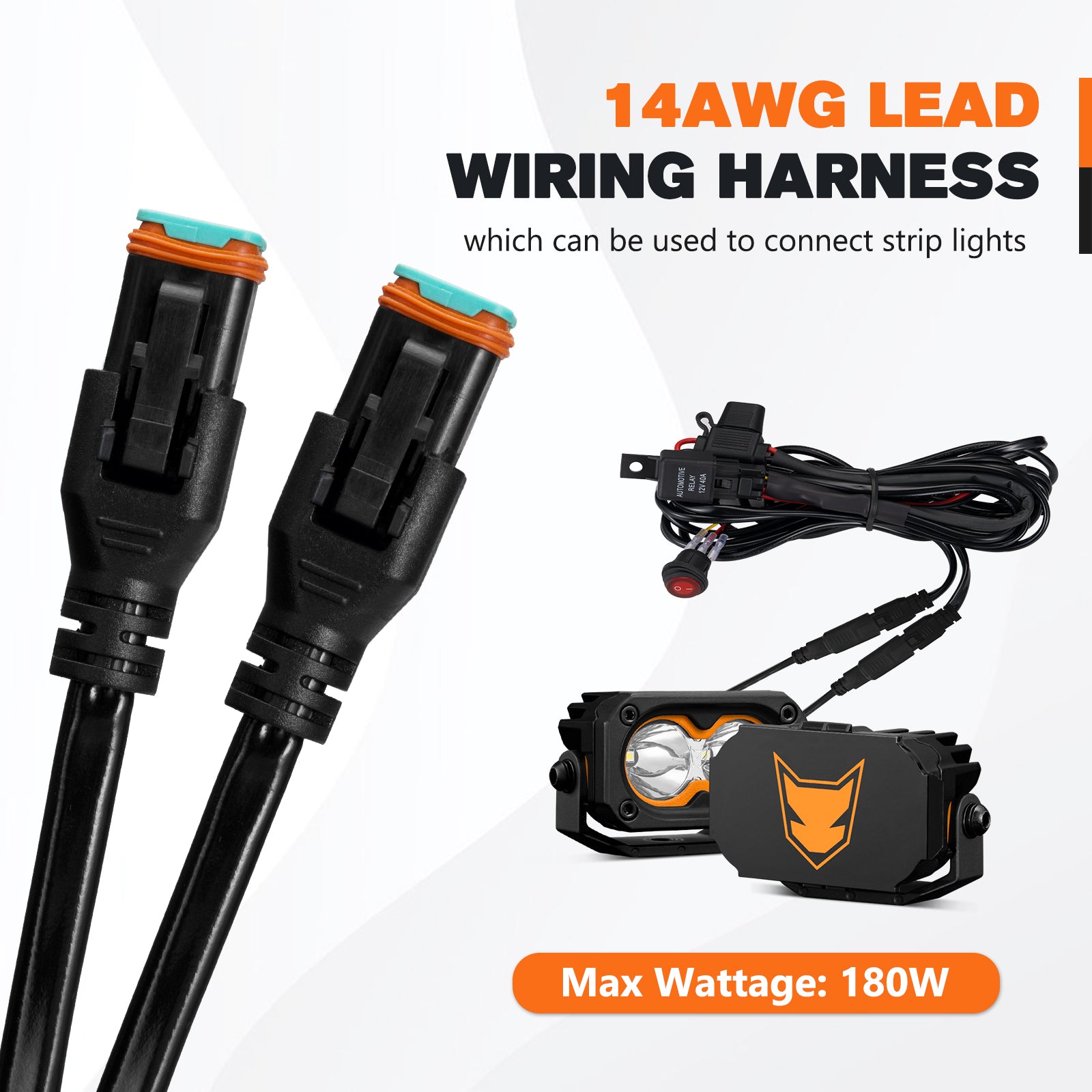 สายรัดสายไฟ Lightfox 12V 40A พร้อมขั้วต่อ DT 2 พิน สี่เหลี่ยม