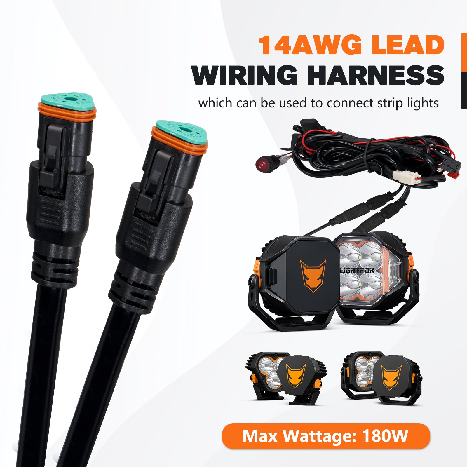 สายรัดสายไฟ Lightfox 12V 40A พร้อมขั้วต่อ DT 3 พิน รูปสามเหลี่ยม